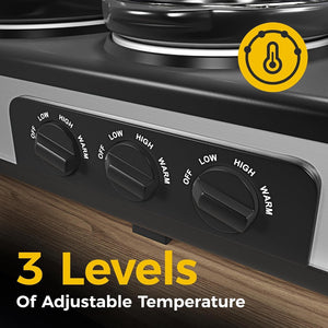 Triple Slow Cooker & Food Warmer, 3×1.5 QT Buffet Style