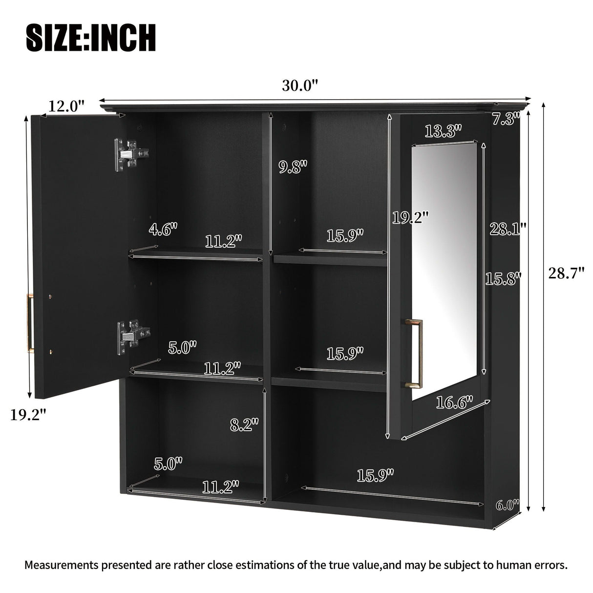 2 In 1 Wall-Mounted Mirror Cabinet With Adjustable Shelves, Soft-Close Doors, High-Definition Mirror & Storage