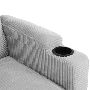 Sleeper Sofa Loveseat Sofa With Full Size Mattress, 2 USB Ports, 2 Cup Holders, 2 Side Pockets And Phone Holder