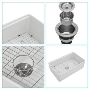 Farmhouse Sink Workstation, Ceramic Single Bowl With Accessories