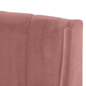 Aspen Vertical Tufted Headboard Platform Bed Set, Queen, Ash Rose Pink Velvet