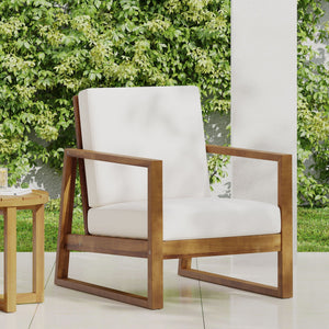 Nexusia Outdoor Acacia Wood Club Chair With Slat Design