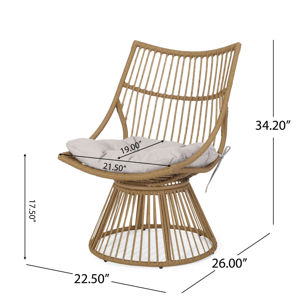 2 Piece Rattan Patio Set With Club Chair And Side Table