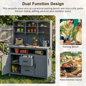 TOPMAX Large Fir Wood Potting Bench