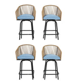 All-Weather Bar Stools with Elegant Woven Detailing – Set of Four