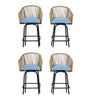 All-Weather Bar Stools with Elegant Woven Detailing – Set of Four