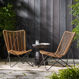 Wicker Chair With Geometric Cross Base (Set of 2) - Light Brown