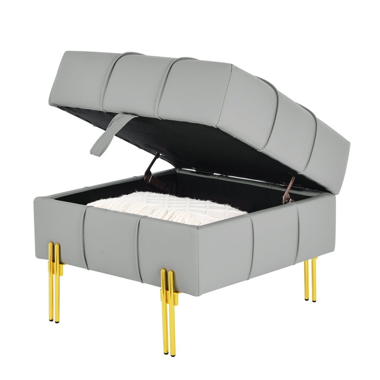 22 Inches Anti-Scratch Leather Storage Ottoman