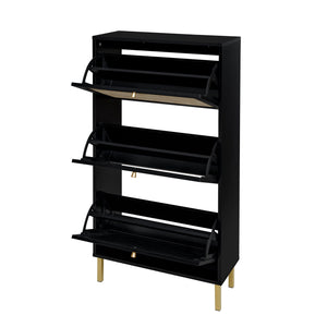 Modern Rattan 3 Door Shoe Rack Cabinet for Entryway