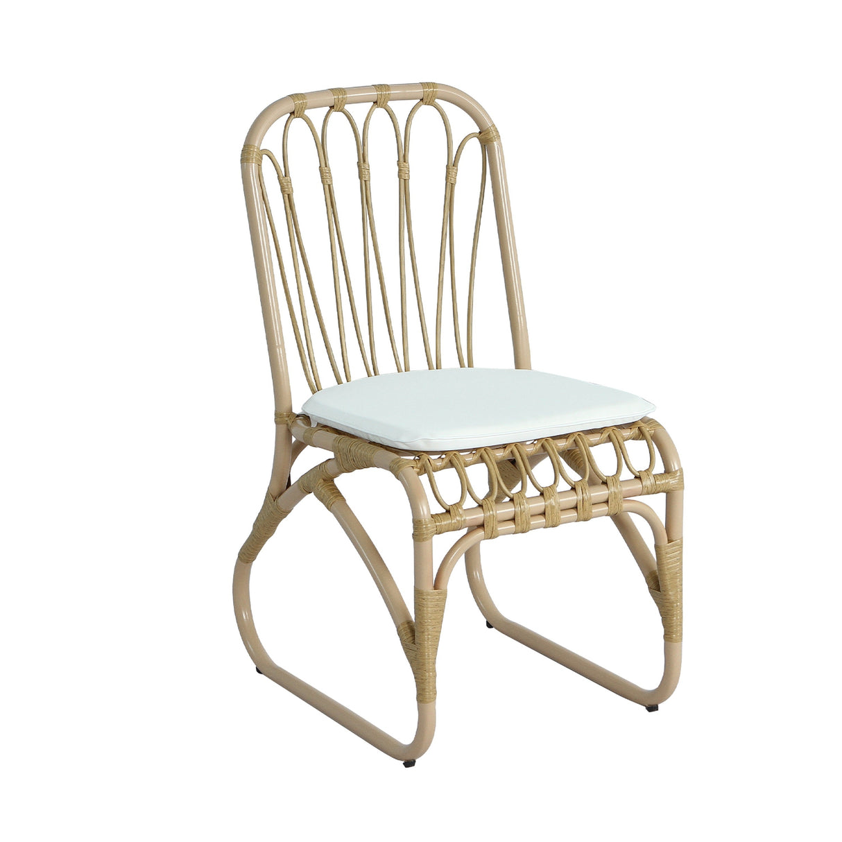 7-Piece Outdoor Dining Set for 6 with Acacia Wood Top & Rattan Chairs