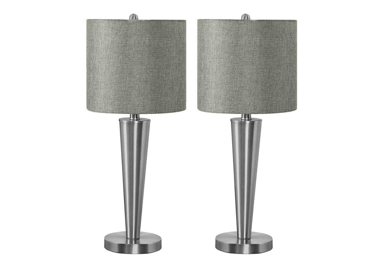 Contemporary Nickel USB Table Lamps – Set of 2