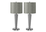 Contemporary Nickel USB Table Lamps – Set of 2