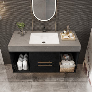 39.4 Inches Single Contemporary Floating Bathroom Vanity
