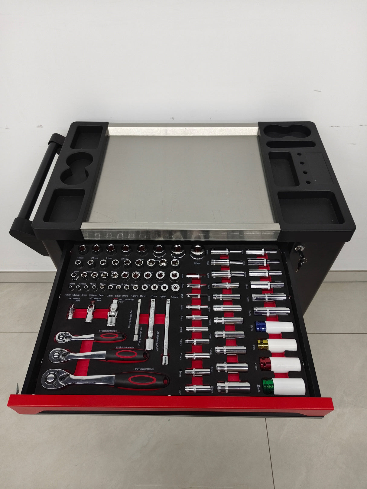 7 Drawer SPCC Rolling Tool Chest with 258-Piece Complete Tool Set