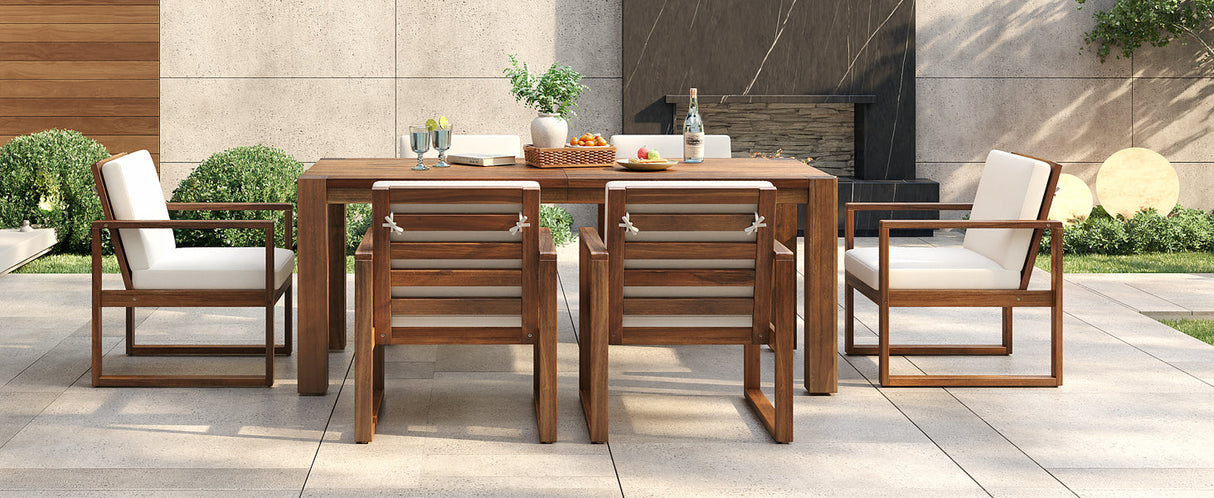 TREXM Patio Table and Chairs Set for 6 with Umbrella Hole