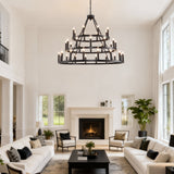 39.37 Inch 3-Tiers Wagon Wheel Chandelier