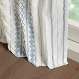 Cotton printed curtain panel with chenille stripe and lining