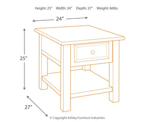 Tyler Creek - Rectangular End Table - Grayish Brown / Black