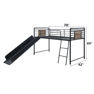 Cordelia - Twin Loft Bed With Slide - Antique Oak, Sandy Black & Dark Bronze Hand-Brushed