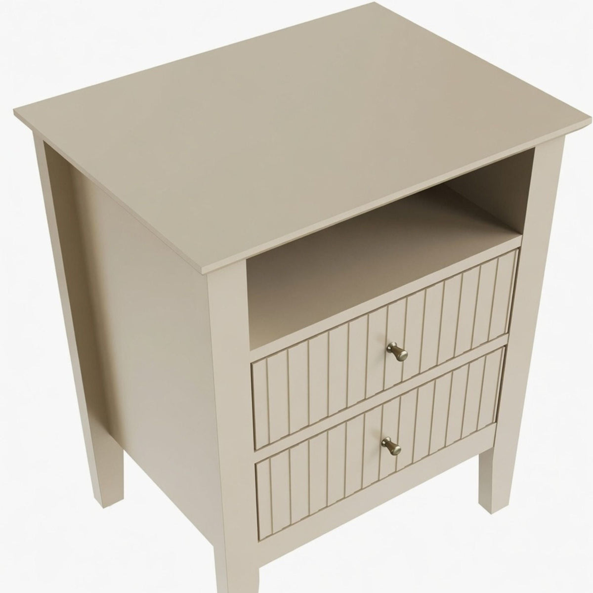 Fluted Nightstand With 2 Drawers