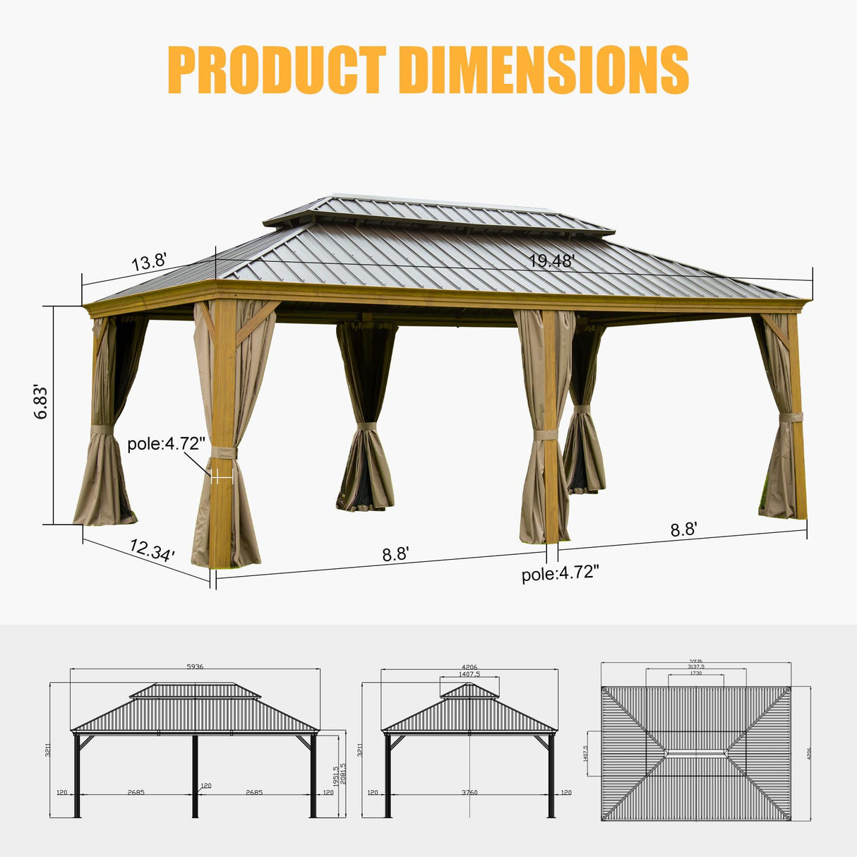 14x20FT Hardtop Gazebo
