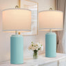 Farmhouse Table Lamps Set of 2 – Ceramic Base Bedside Lamps for Bedroom & Living