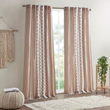 Cotton printed curtain panel with chenille stripe and lining