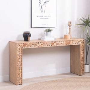 Rustic Wood Console Table With Natural Log Accents, Entryway Table, Narrow Sofa Table, Hallway Accent Table, Modern Farmhouse Style - Natural