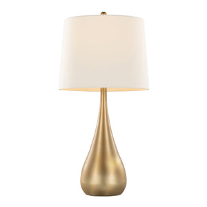 Pebble 29" Contemporary Metal Table Lamp Set in Gold with White Linen Shade - Set of 2