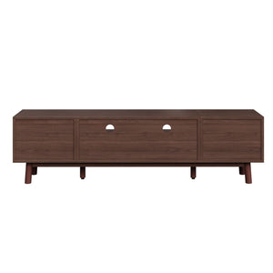 TV Stand For 75" TVs With Soft Closing Doors, Console With Accents And Drop Down Cabinet - Dark Brown