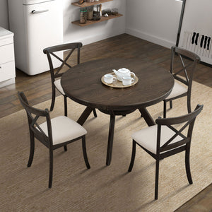 Modern Round Rubber Wood Dining Table for 4-6