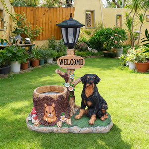 Rottweiler Dog Family Planter Statue