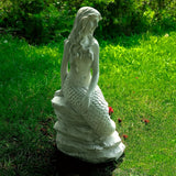 20" H Mermaid on Ocean Rock Garden Statue Resin Outdoor Sculpture