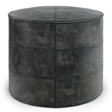 Connor Round Pouf - Distressed Black