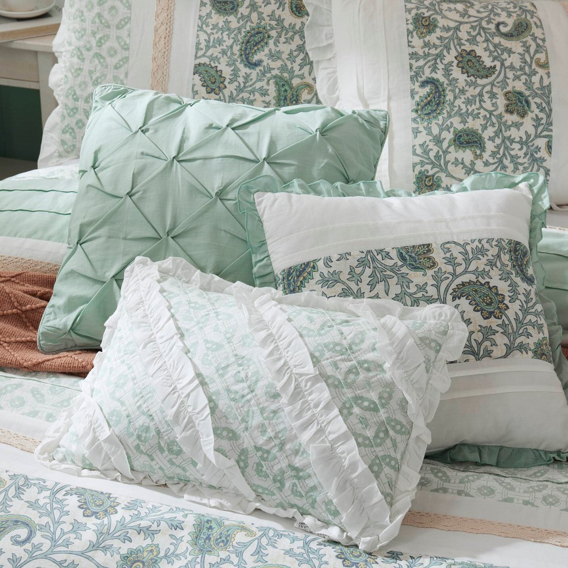 9 Piece Cotton Percale Comforter Set Aqua