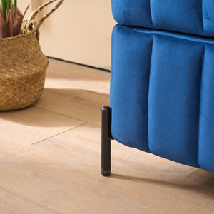 Wide Upholstered Storage Soft Bench Ottoman With Metal Legs