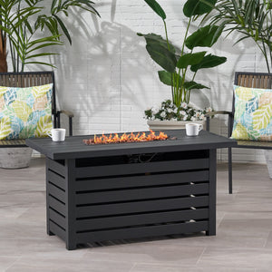 Rectangular Iron Fire Pit - 30,000 BTU - Tank Cover Inside