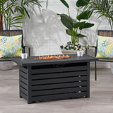 Rectangular Iron Fire Pit - 30,000BTU - Tank Cover Inside