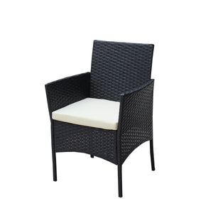 4 PC Rattan Patio Furniture Set with Cushioned Sofa - Black