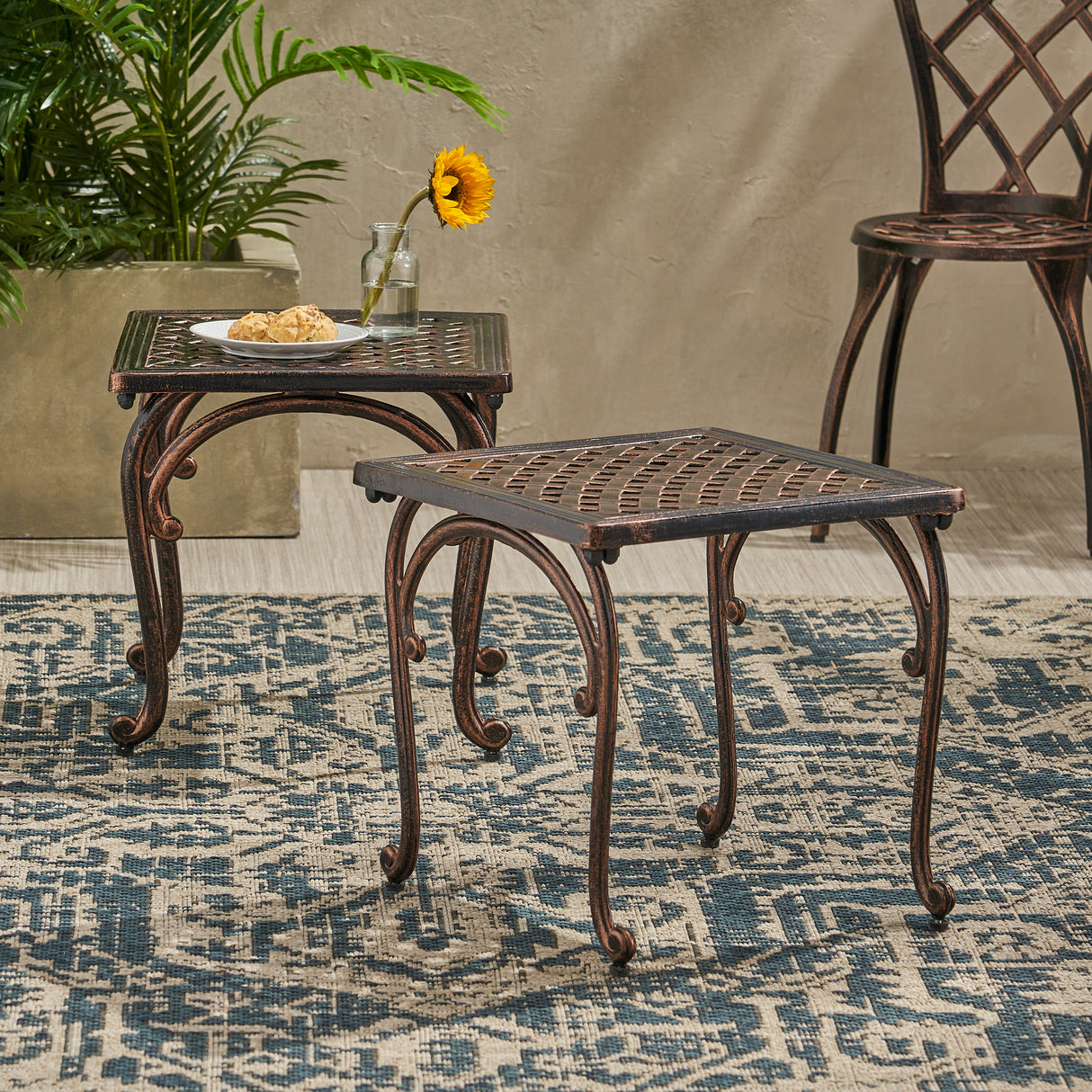 Laughlin cast iron end table (set of 2)