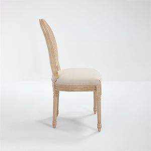 French Country Dining Chairs Set of 2 Upholstered with Rattan Back