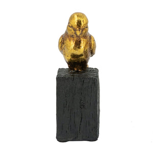 4.5x2.5x7.5' Gold Resin Songbird Sculpture on Black Faux Branch