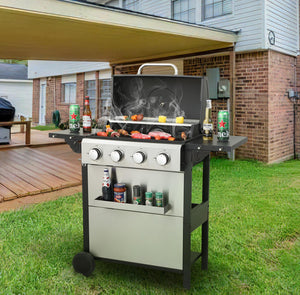 4-Burner Propane Gas BBQ Grill with Stainless Steel and Enamel Grids