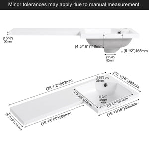 L-Shaped Wall Mounte Floating Bathroom Vanity With Integrated Sink