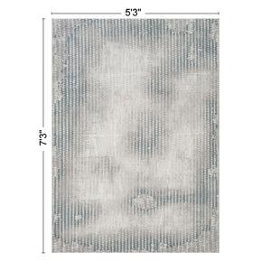 Geometrix - 5'3" X 7'3" Area Rug, Geometric 3D Effect - Ivory / Gray