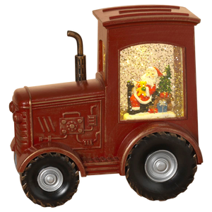 Lighted Spinning Tractor Waterglobe - Santa