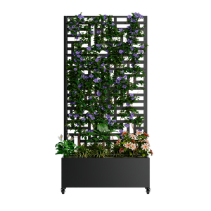 Metal Planter Box with Trellis, 73" x 35" x 16" Raised Garden Bed