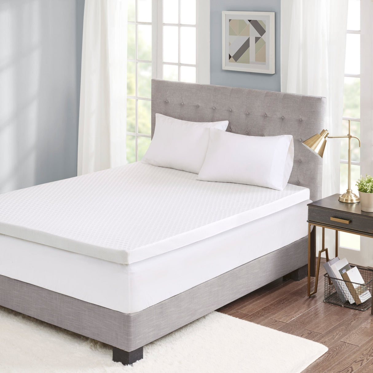 Hypoallergenic cooling gel memory foam mattress topper with removable cooling cover