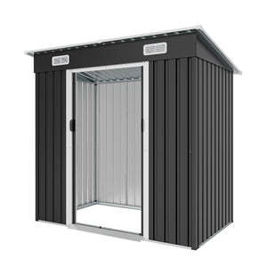 6x4ft Metal Shed with Sliding Door and Ventilation Vents