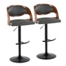 Pino - Mid Century Modern Adjustable Barstool With Swivel With Rounded T Footrest (Set of 2)